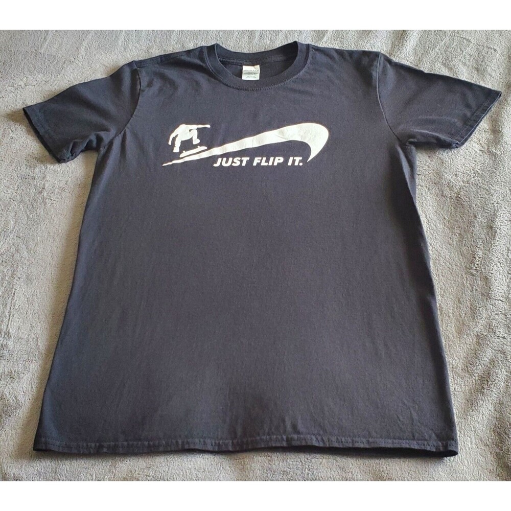 Skater T-Shirt Tee Shirt Teen Boy Medium Cotton Skateboard BMX Surf Just Flip It